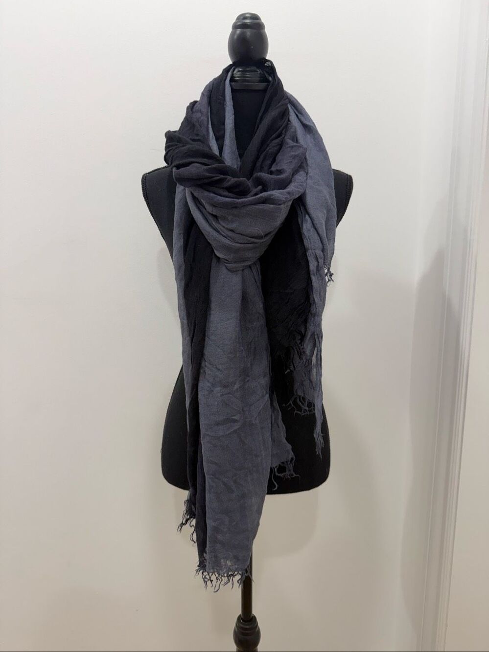 Oversized Gray & Black Ombré Sheer Scarf / Wrap